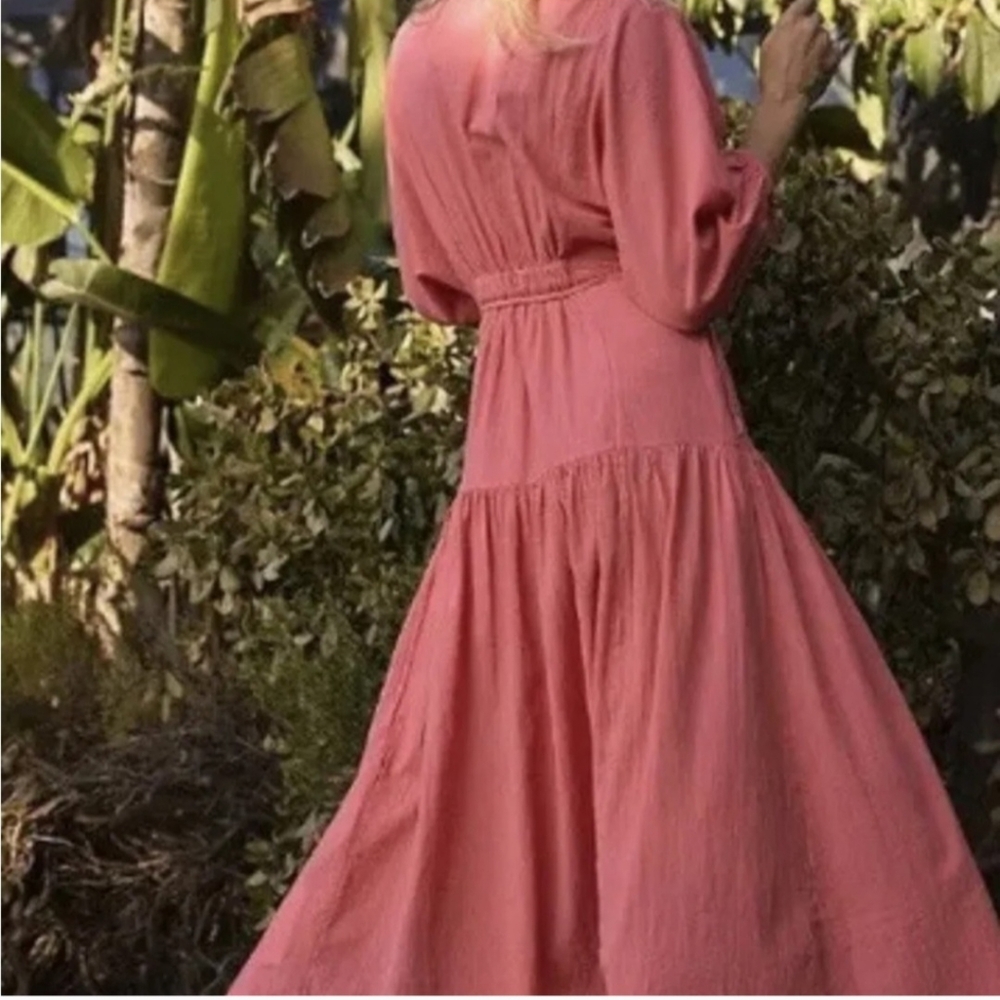 NWT Free People Endless Summer On The Move Midi Dress Wrap Pink Dress Size Small - Picture 3 of 7
